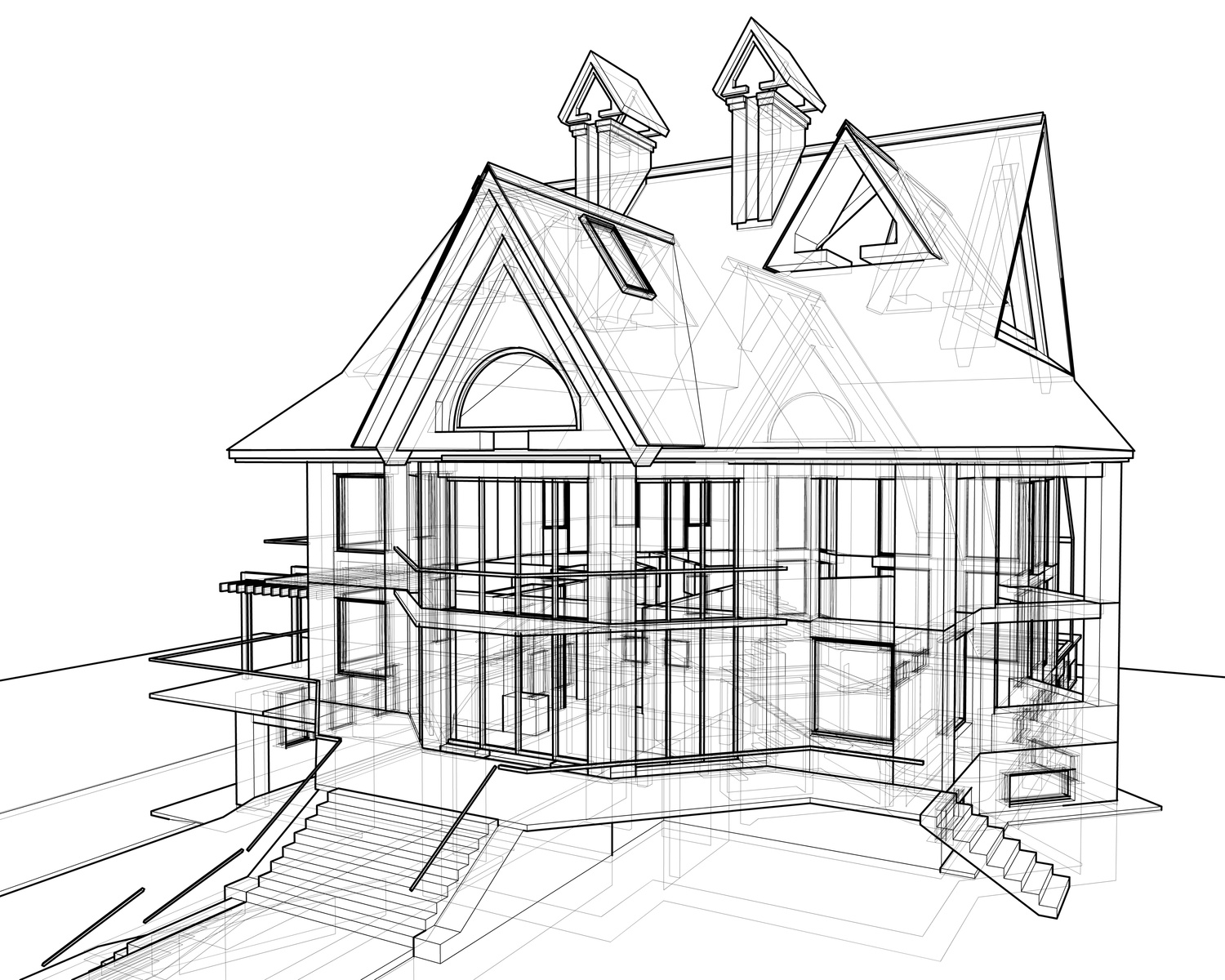 house: 3d technical draw